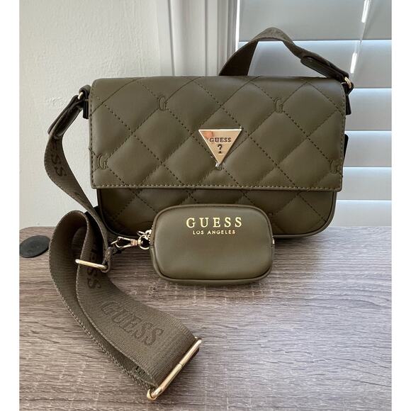 NWT - GUESS - Olive Green Colton Mini Bag with Case - Picture 1 of 4